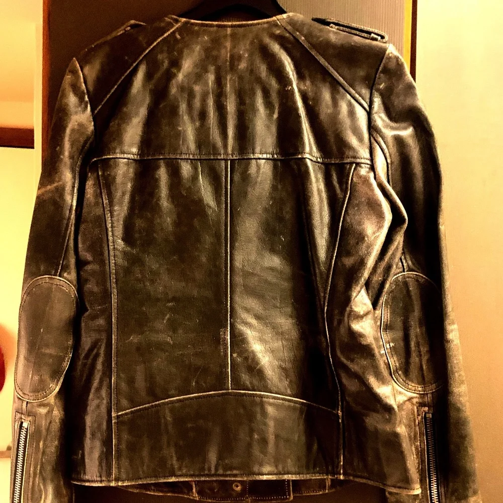 Isabel Marant Bacuri Distressed Leather Jacket As seen on Jennifer Lawrence - Picture 3 of 5